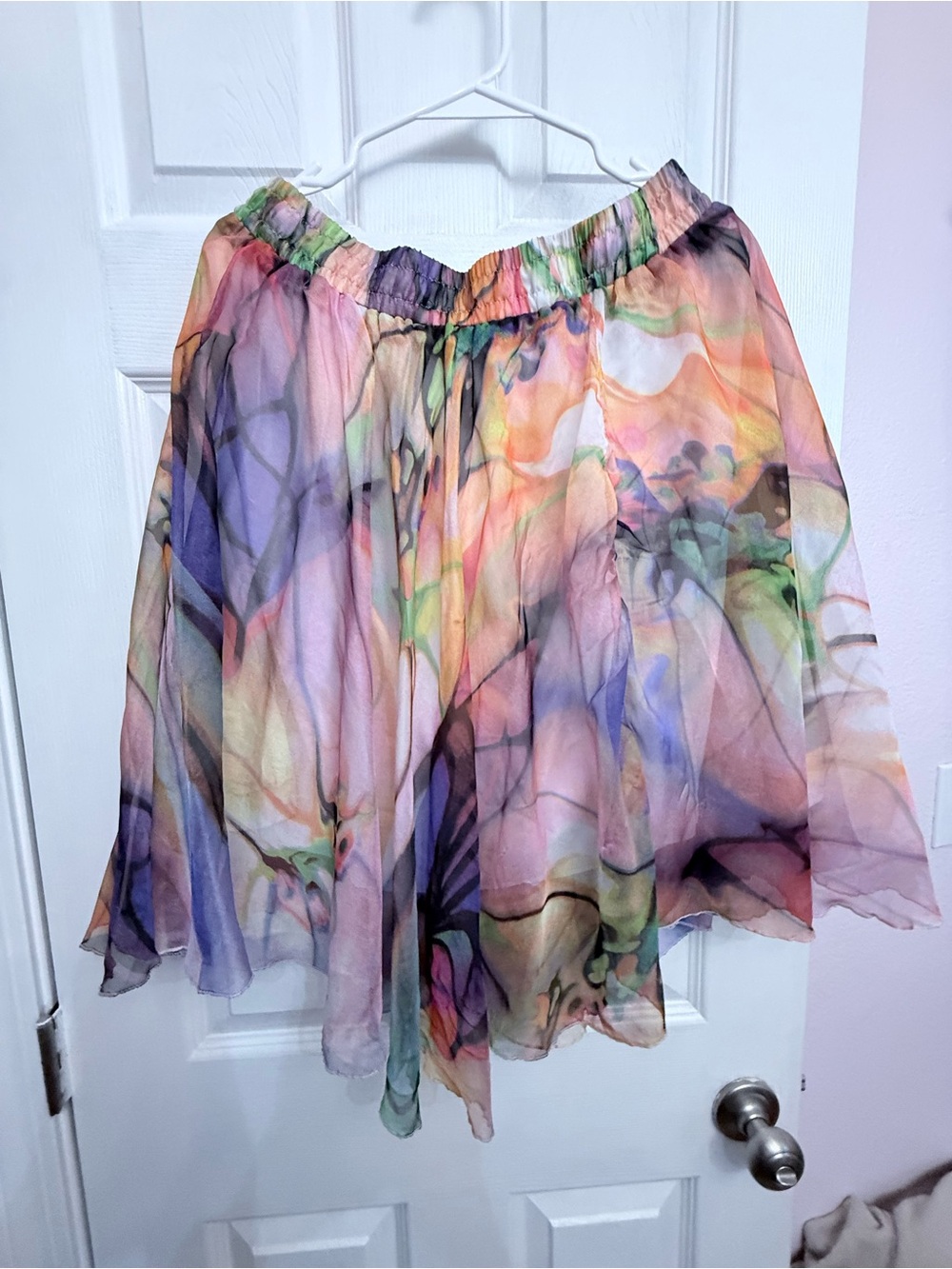 Amazon Multicolor Watercolor Circle Skirt in Pink, Purple, Green & Peach